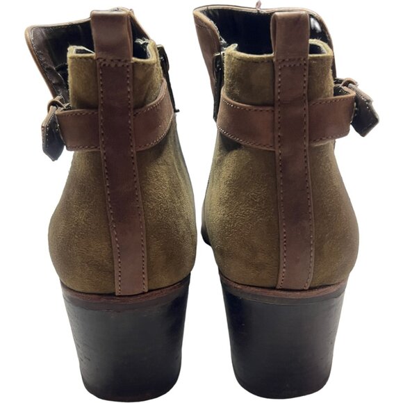 Sperry Ambrose Womens 8.5M Brown Olive Leather Ankle Boots Chunky Heel Buckle - Picture 5 of 12